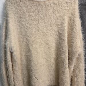 Anthropologie Cream Fuzzy Sweater